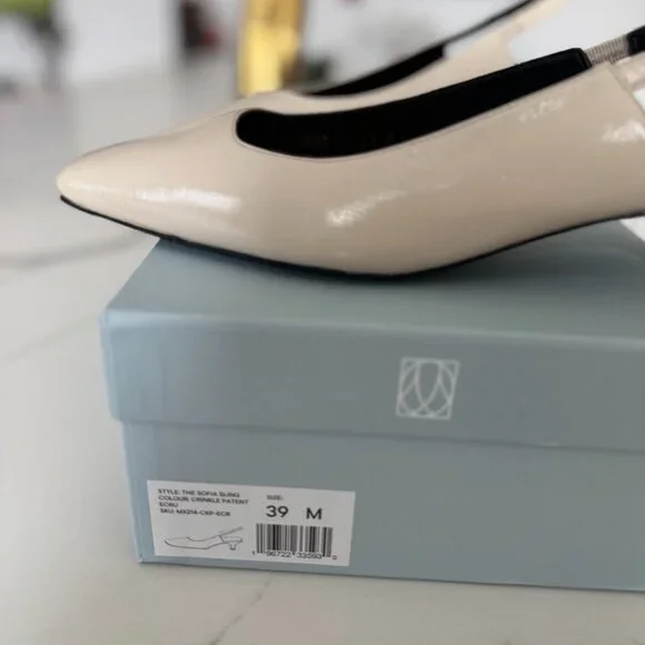 BRAND NEW Margaux The Sofia Sling - Ecru Crinkle Patent (39) - Picture 10 of 14